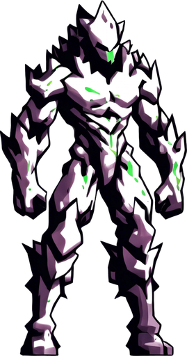 The same character but kneeling and covered in green liquid.