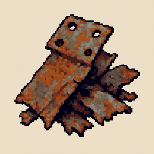 pixel bir hurda parçası.
In-Game asset.  2d.  High contrast.  No shadows