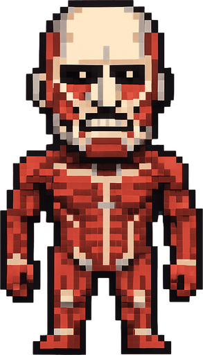 attack on titan 
colossal titan
pixel art.
In-Game asset.  2d.  High contrast.  No shadows