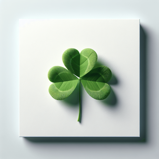 3 leaf clover in a white paper card with rounded corners, front view.