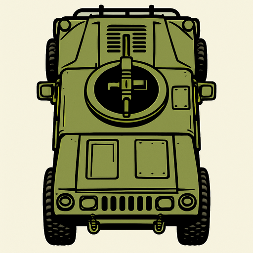 Top view of a military Humv ground vehicle.
In-Game asset.  2d.  High contrast.  No shadows