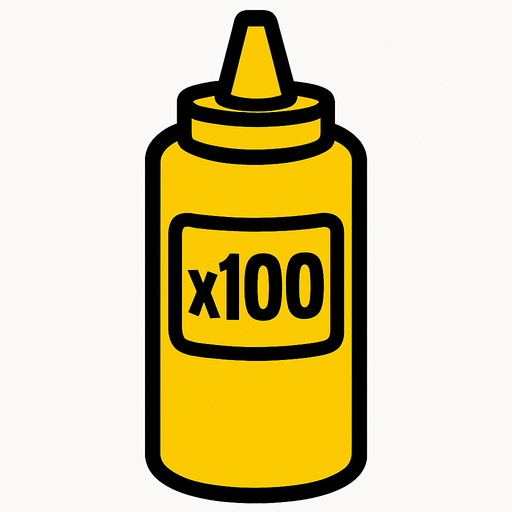 Mustard Bottle, label is x100.
In-Game asset.  2d.  High contrast.  No shadows
