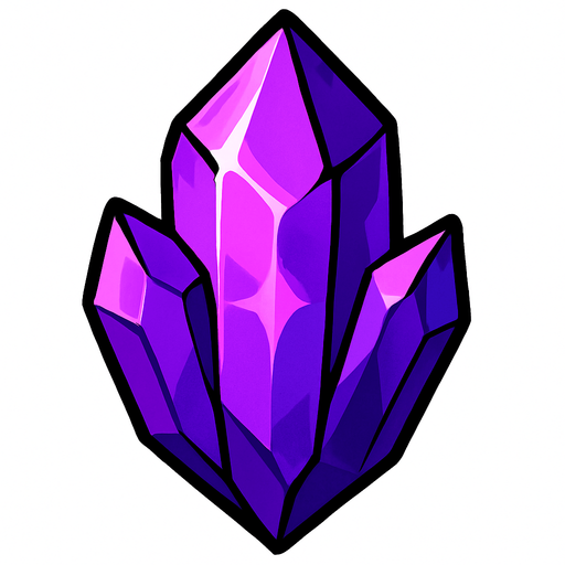 a purple crystal.
In-Game asset.  2d.  High contrast.  No shadows