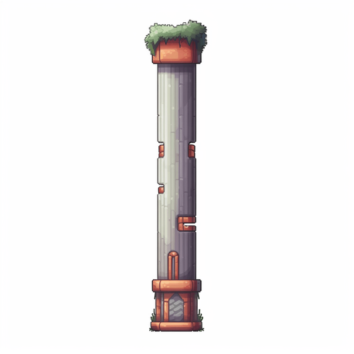 Single tall column
Game Texture. In-Game asset. 2d. Pixelart. White background. Blank background. Low detail. High contrast.