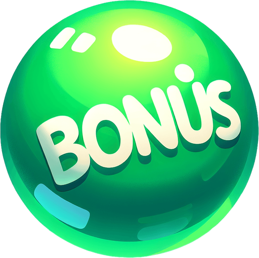 A Green ball written bonus.
Single Game Texture. In-Game asset. 2d. Blank background. High contrast. No shadows.