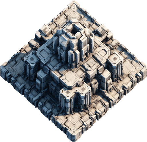 top down defend scifi strong hold.
Single Game Texture.  In-Game asset.  2d.  Blank background.  High contrast.  No shadows
