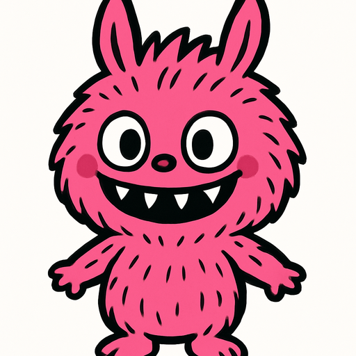 Pink Labubu.
In-Game asset.  2d.  High contrast.  No shadows