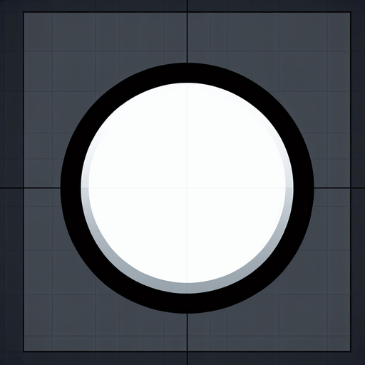 White circle with black outline..
Single Game Texture. In-Game asset. 2d. Blank background. High contrast. No shadows.