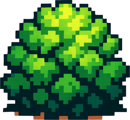 arbusto pixelart.
In-Game asset.  2d.  High contrast.  No shadows
