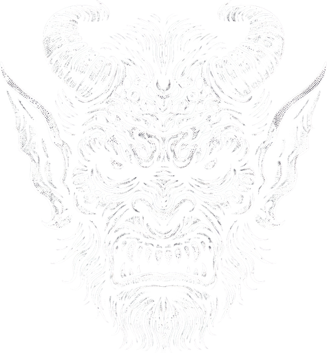 scary demon staring.
Single Game Texture. In-Game asset. 2d. Blank background. High contrast. No shadows.