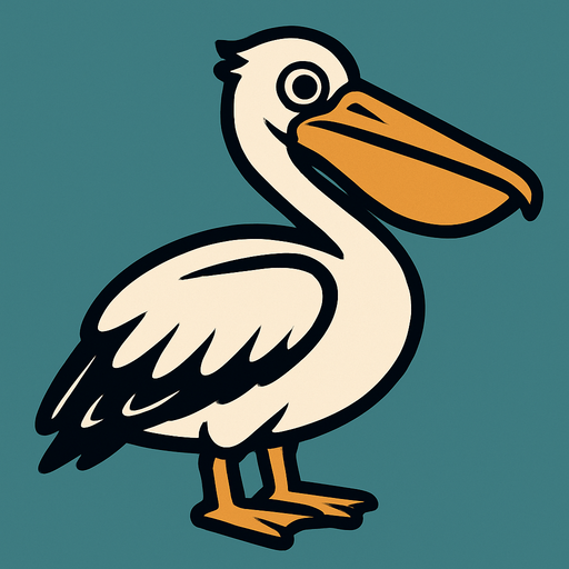 Pelican.
In-Game asset.  2d.  High contrast.  No shadows