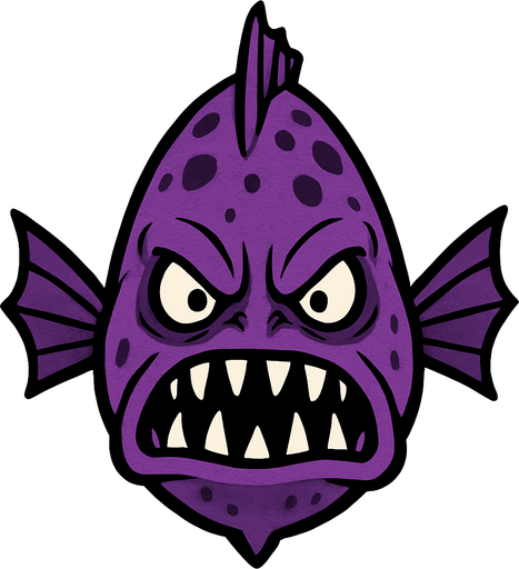 a purple evil fish seen from top to bottom.
In-Game asset.  2d.  High contrast.  No shadows
