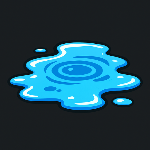 puddle of water.
In-Game asset.  2d.  High contrast.  No shadows