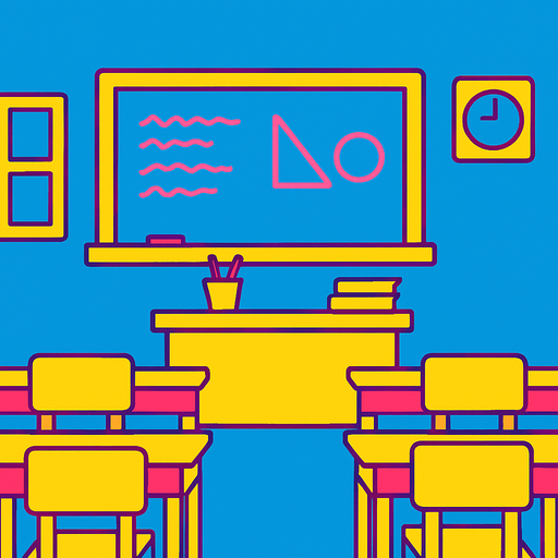 fond d'écran classe de cours.
In-Game asset.  2d.  High contrast.  No shadows