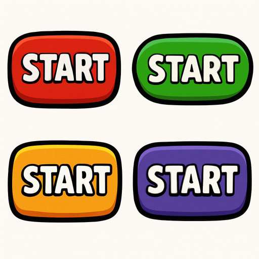 pack of Start game button.
In-Game asset.  2d.  High contrast.  No shadows