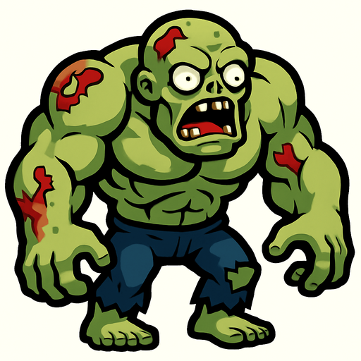 tank zombie.
In-Game asset.  2d.  High contrast.  No shadows