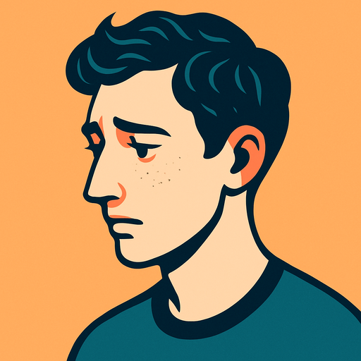 profile photo of a sensitive man.
In-Game asset.  2d.  High contrast.  No shadows