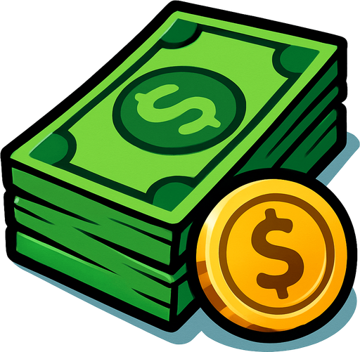 money.
In-Game asset.  2d.  High contrast.  No shadows