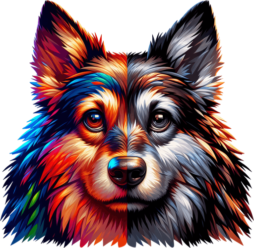 Dog.
Single Game Texture. In-Game asset. 2d. Blank background. High contrast. No shadows.