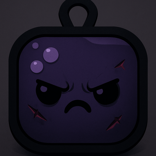 Bunun herşeyini aynı yap sadece rengini koyu siyah ve mor yap surat ifadesi de kızgın ve yüzünde küçük sıyrık ve kesikler olsun