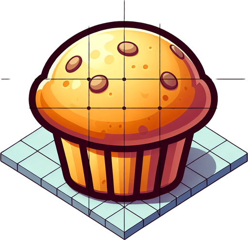 Imple 2d Muffin, flat.
Single Game Texture. In-Game asset. 2d. Blank background. High contrast. No shadows.
