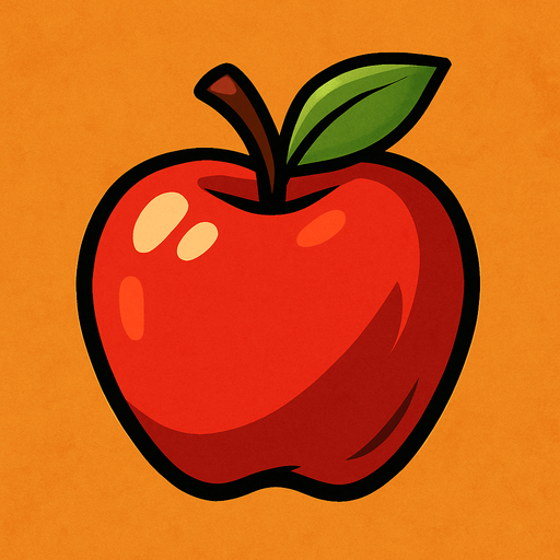 animasyon tarzı bir elma çiz.
In-Game asset.  2d.  High contrast.  No shadows