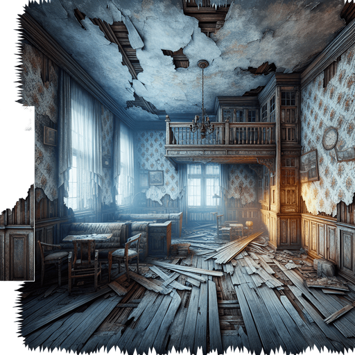 Creepy abandoned house, interior
Single Game Texture. In-Game asset. 2d. Blank background. High contrast. No shadows.