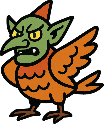2d bird goblin.
In-Game asset.  2d.  High contrast.  No shadows