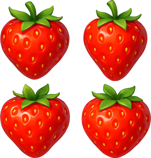 Pack of different strawberry, painted 3D strawberry, without black lines around it!
In-Game asset.  High contrast.  No shadows. 3D