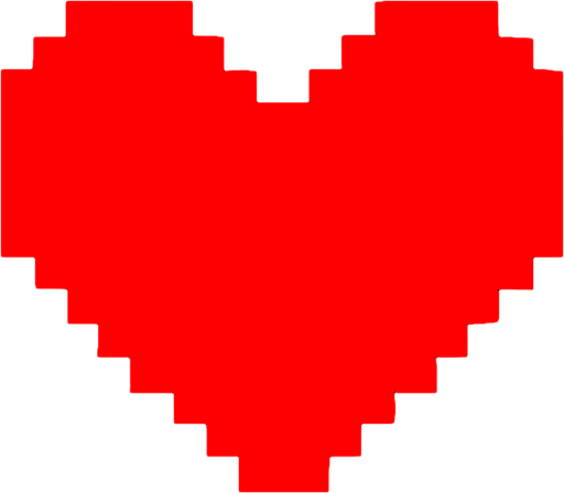 un corazon pixeleado al estilo de DELTARUNE u Undertale.
In-Game asset.  2d.  High contrast.  No shadows