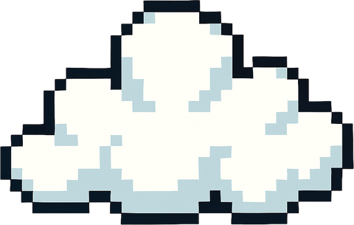 white cloud. pixel  art..
In-Game asset.  2d.  High contrast.  No shadows