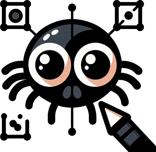 Cartoony looking spider, with two big round eyes
Single Game Texture. In-Game asset. 2d. Blank background. High contrast. No shadows.