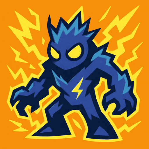 make creature image for electrical elemental name is voltix but dont write name on image.
In-Game asset.  2d.  High contrast.  No shadows