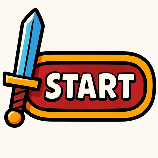 Sol tarafında kılıçlar olan start buton.
In-Game asset.  2d.  High contrast.  No shadows