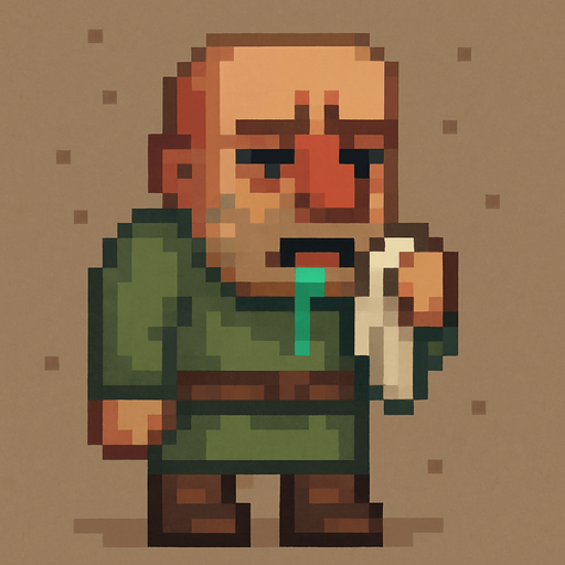 Sick viliger pixel art full body