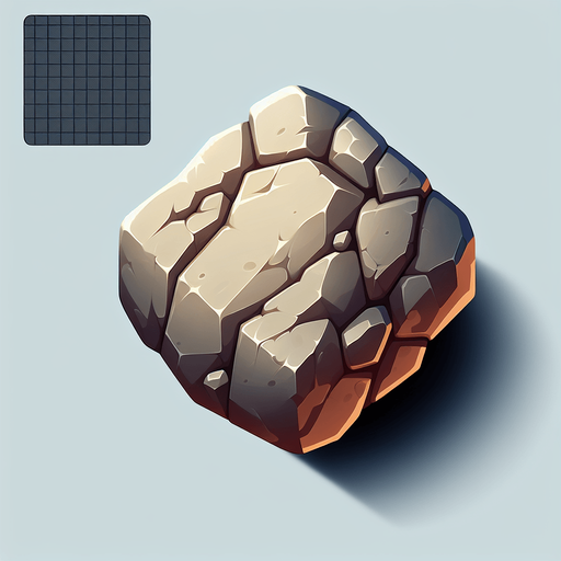 A small stone Single Game Texture. In-Game asset. 2d. Blank background. High contrast. No shadows.