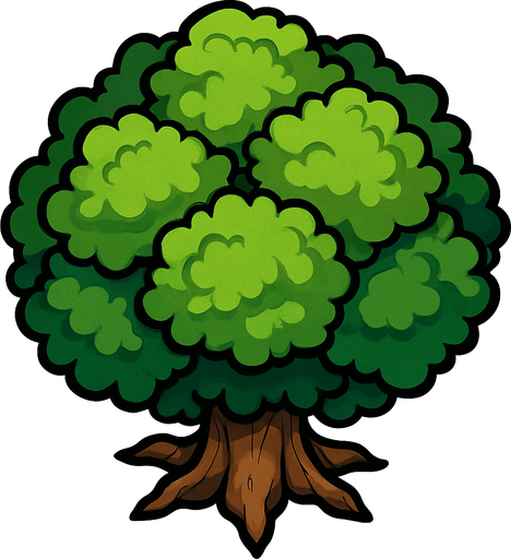 tree.
In-Game asset.  2d.  High contrast.  No shadows. Top down view