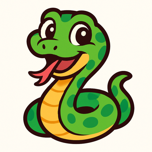 Cute snake.
In-Game asset.  2d.  High contrast.  No shadows