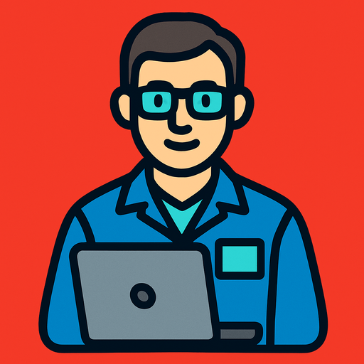 Bilgisayar teknikeri personel.
In-Game asset.  2d.  High contrast.  No shadows