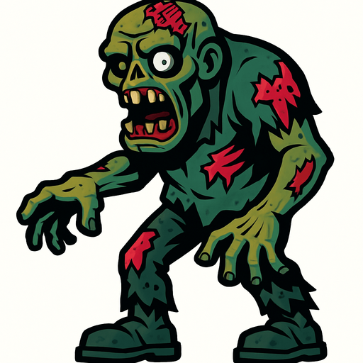 Un zombie gigante.
In-Game asset.  2d.  High contrast.  No shadows