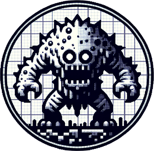Monster.
Single Game Texture. In-Game asset. 2d. Blank background. High contrast. No shadows.