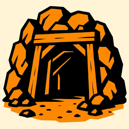 Maden girişi.
In-Game asset.  2d.  High contrast.  No shadows