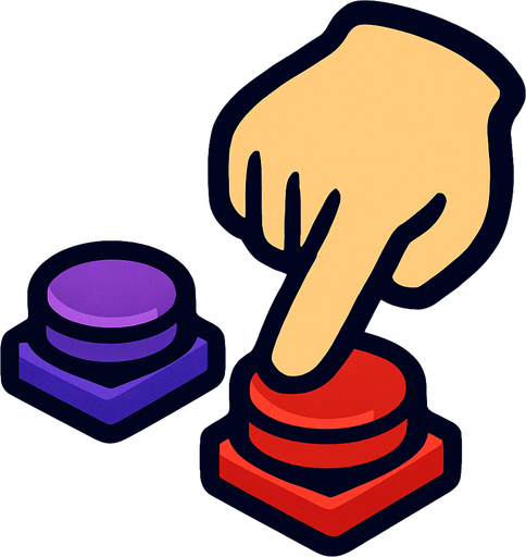 Between two button a hand.
In-Game asset.  2d.  High contrast.  No shadows