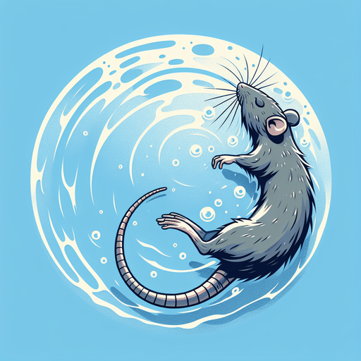 Water rat swimming top down view.
Single Game Texture.  In-Game asset.  2d.  Blank background.  High contrast.  No shadows