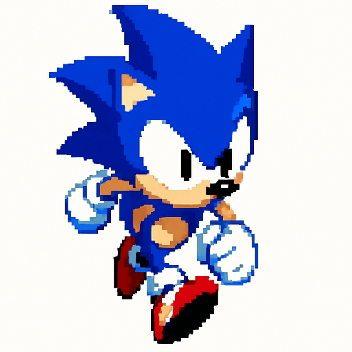 Make Sonic run but with the camera above.
In-Game asset.  High contrast.  No shadows