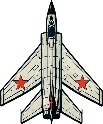 A Su-15 Flagon heavy Interceptor aircraft..
In-Game asset.  2d.  High contrast.  No shadows. Top down view