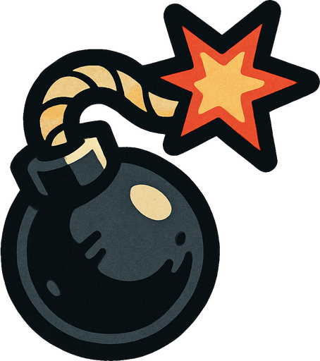 A tiny bomb.
In-Game asset.  2d.  High contrast.  No shadows