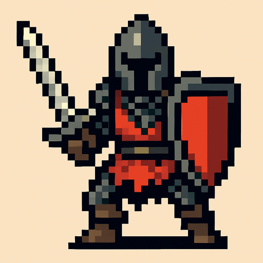 orta çağ düşman pixel art.
In-Game asset.  2d.  High contrast.  No shadows