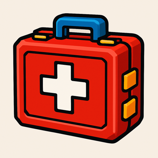 first aid kit.
In-Game asset.  2d.  High contrast.  No shadows