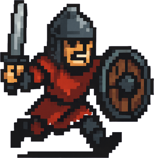 orta çağ düşman pixel art.
In-Game asset.  2d.  High contrast.  No shadows